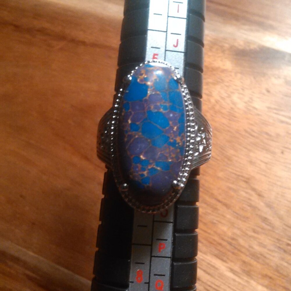 Mojave Purple Turquoise Solitaire Stainless Steel Ring (Size 6) - Picture 4 of 16